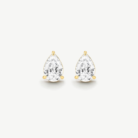 Bold Pear Solitaire Earrings