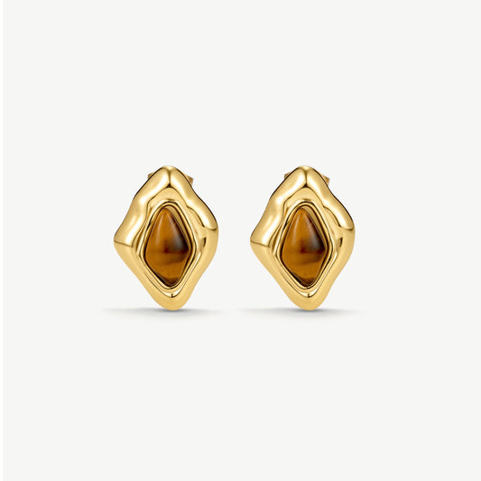 Tigers Eye Abstract Earrings