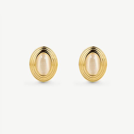 Bezel Moonstone Statement Earrings