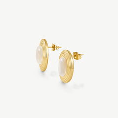 Bezel Moonstone Statement Earrings
