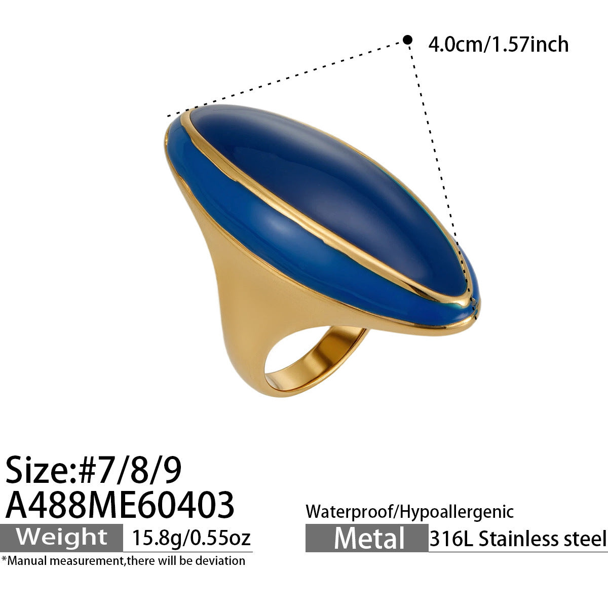 Oval Enamel Statement Ring Collection