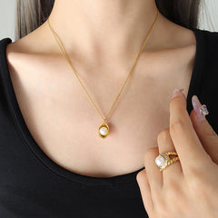 Freshwater Pearl Oval Pendant Necklace or Earrings