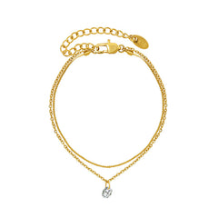 Gold-Tone Double-Layer Cubic Zirconia Bracelet