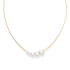 18K Gold-Plated Pearl-Look Station Necklace