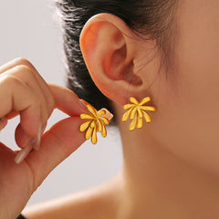 18K Gold-Plated Sculptural Flower Stud Earrings