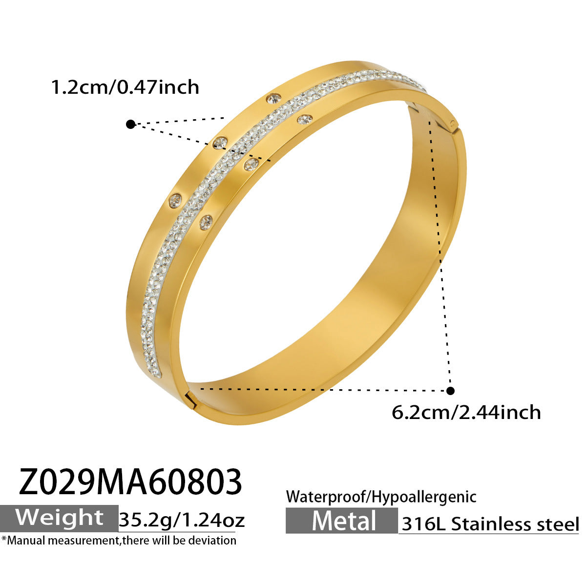 Gold-Tone Single-Line Cubic Zirconia Bangle