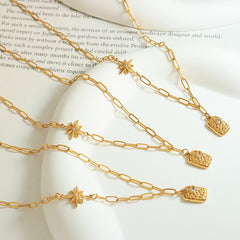 18K Gold-Plated Starburst Tag Pendant Necklace