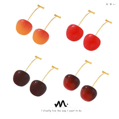 Resin Cherry-Inspired Drop Earrings