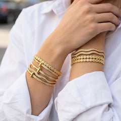 Wave and Cubic Zirconia Bangle Designs