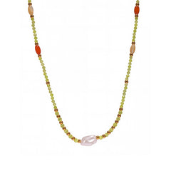 Fine Natural Stone & Shell Beaded Necklace
