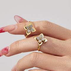 Four-Petal Cubic Zirconia Flower Jewelry