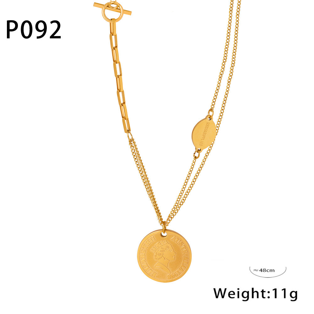 Gold-Tone Coin Pendant Chain Necklace