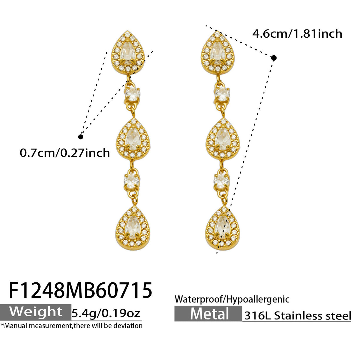 18K Gold-Plated Cubic Zirconia Teardrop Earrings