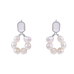 Freshwater Pearl Open-Circle Drop Earrings