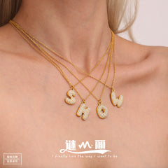 Cubic Zirconia Initial Pendant Necklace