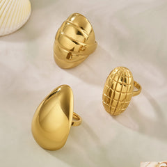 Sculptural Textured Oval or Teardrop Ring