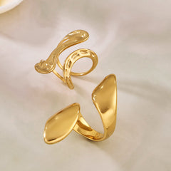 Gold-Tone Sculptural Stainless Steel Rings