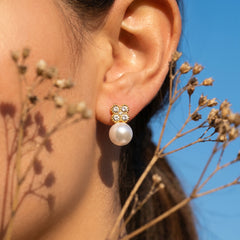 Pearl-Look Clover Stud Earrings