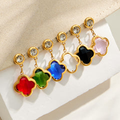 Color Glass Four-Petal Flower Jewelry