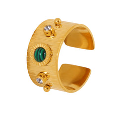 Turquoise & Stone-Accent Wide Open Ring