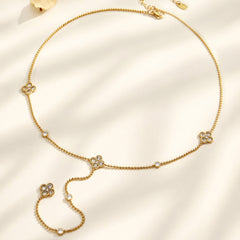 Clover Cubic Zirconia Y-Lariat Necklace