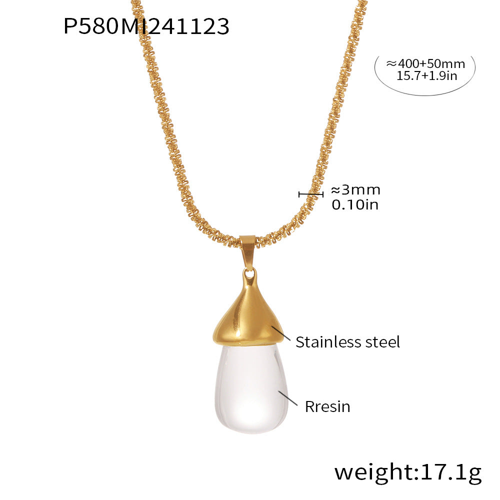 18K Gold-Plated Resin Teardrop Pendant Necklace