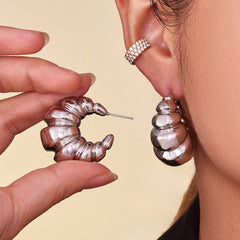 18K Gold-Plated Croissant Hoop Earrings