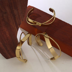 18K Gold-Plated Crossed Open Cuff Bracelet