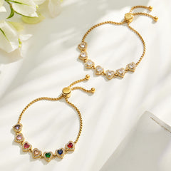 Adjustable Cubic Zirconia Heart Bracelet