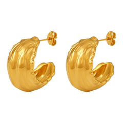 Textured Folded Hoop Earrings