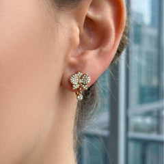 Cubic Zirconia Floral C-Hoop Earrings