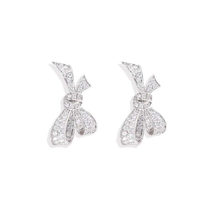 Nicolette Minimalist Pavé Bow Stud Earrings
