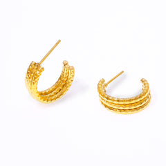 Layered Textured Mini Hoop Earrings