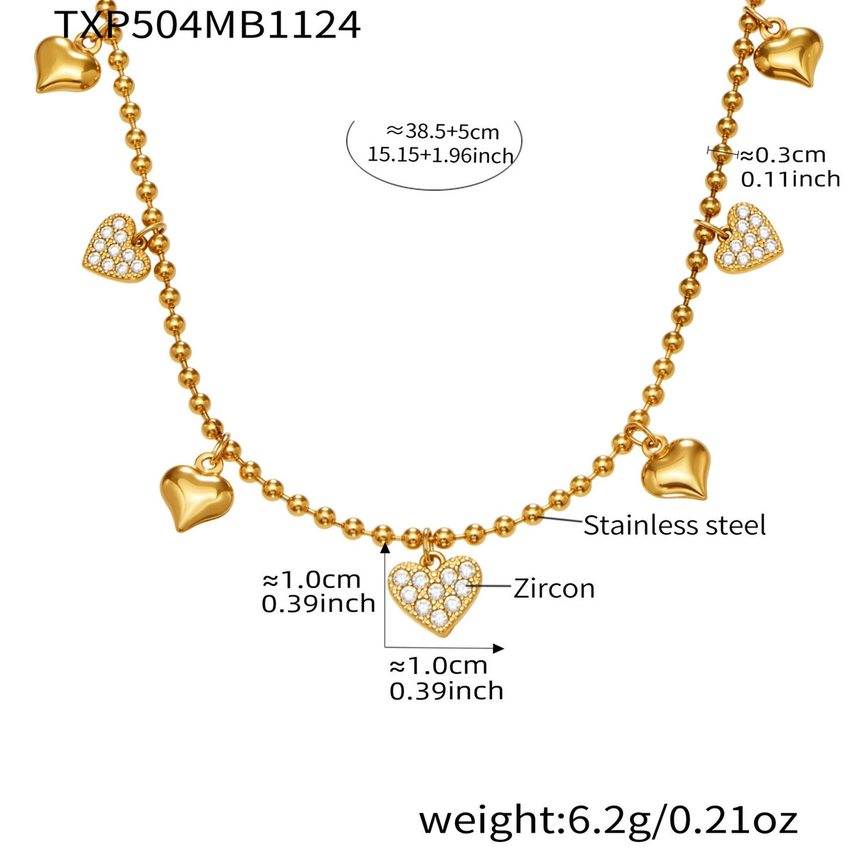Heart Charm Necklace, Bracelet, Anklet or Earrings