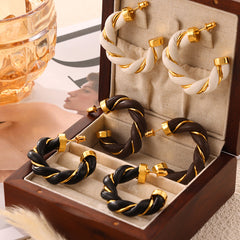 Leather-Wrapped Twisted Hoop Earrings