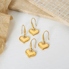 Gold-Tone Sculptural Heart Drop Earrings