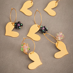 18K Gold-Plated Resin Heart Drop Earrings