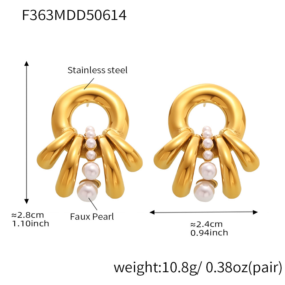 Pearl-Look Sculptural Fan Earrings