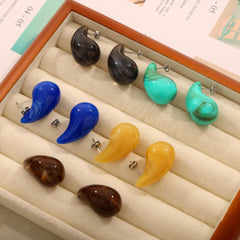 Colorful Resin Teardrop Stud Earrings