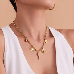 18K Gold-Plated Mixed Charm Necklace