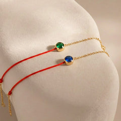18K Gold-Plated Red Cord Stone-Accent Bracelet
