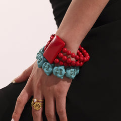 Carved Natural Stone Beaded Bracelet