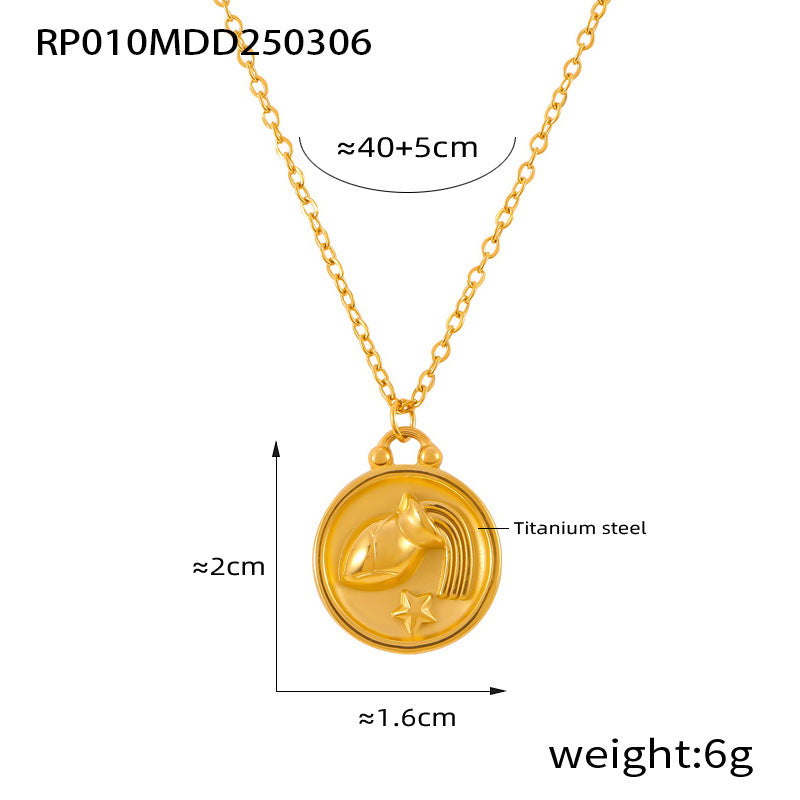 Zodiac Coin Pendant Necklace