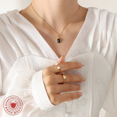 18K Gold-Plated Blue Crystal Pendant Necklace