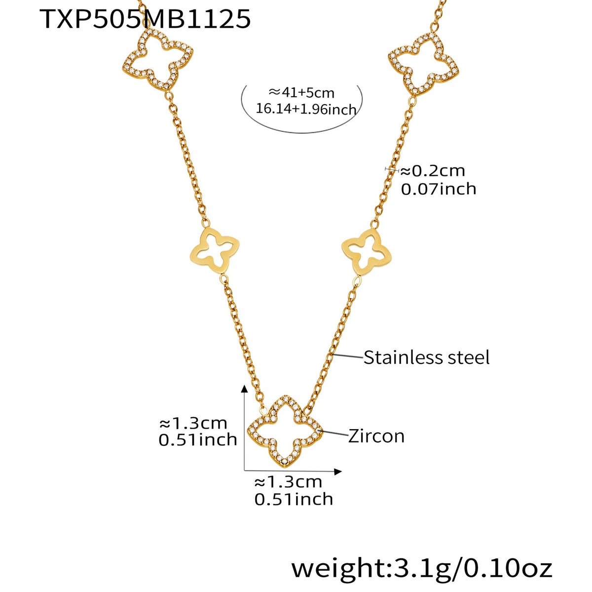 18K Gold-Plated Open Clover Necklace, Earrings or Ring