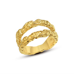 Gold-Tone Crinkled Double-Line Ring
