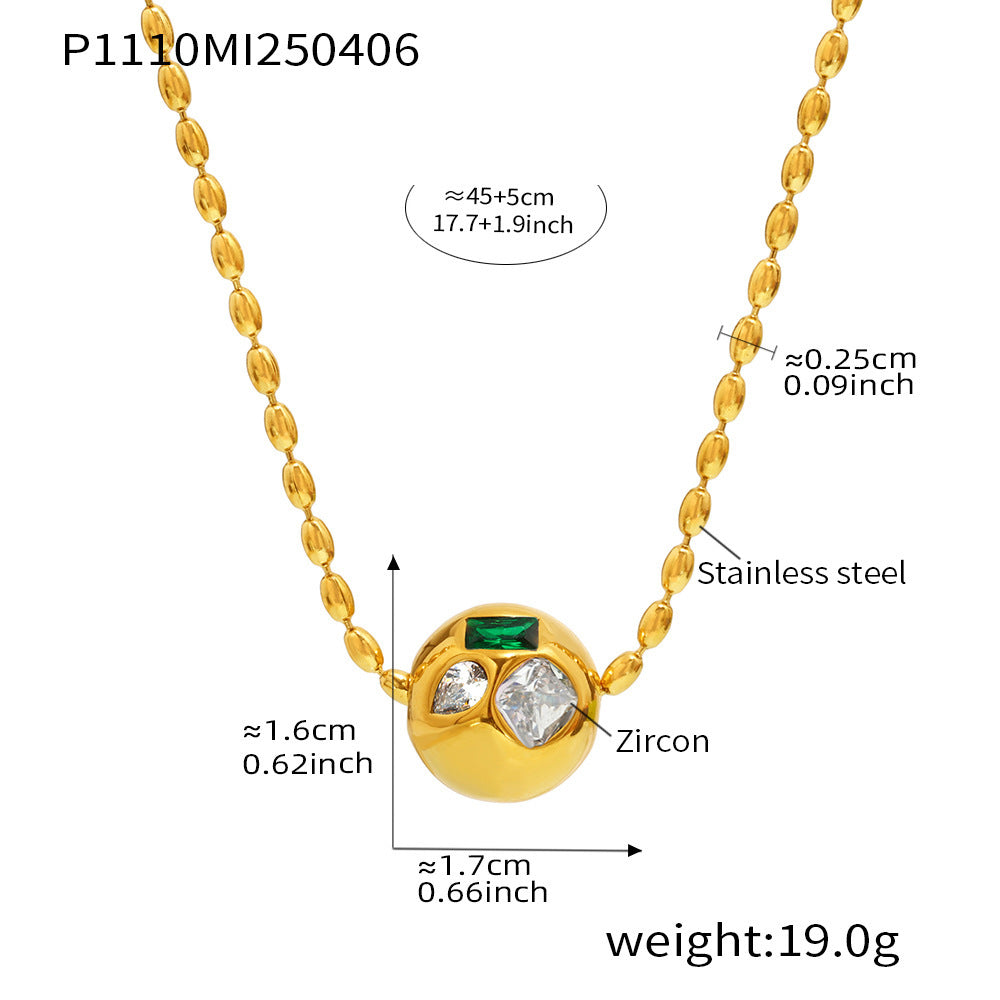 Colorful Cubic Zirconia Sphere Beaded Necklace