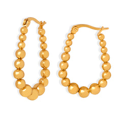 Graduated Bead Oval Hoop Earrings