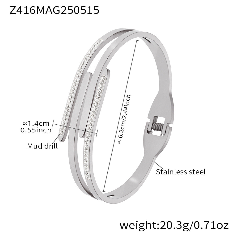 Multi-Band Sparkling Stainless Steel Bangle