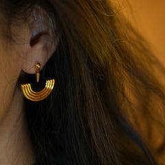 Nadine Vintage-Inspired Black Agate Fan Stud Earrings